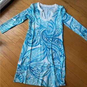 Lilly Pulitzer Blue Swirl Long Sleeve Dress